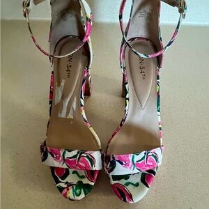 Floral Ankle Strap Heels